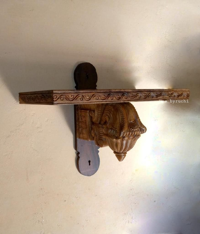 Woodcarved Bodhil Brackets With Shelf .handcrafted.handmade