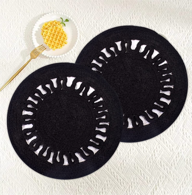 Ar Antique Rugs Round Handmade Braided Jute Placemats 30 Cm - Dining Table, Bed Side/Centre Table/Shelves